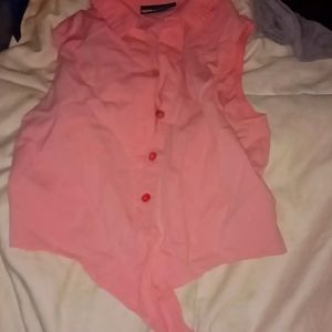 Cow girl pink button up crop top